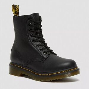 Dr. Martens Pascal Black Soft Leather Lace-Up Boots with Care Kit